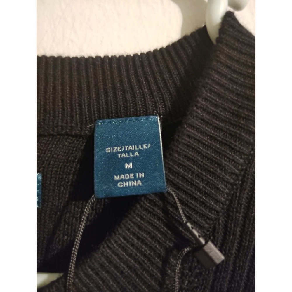 Perry Ellis Men's Short Sleeve Crew Neck Cable Knit Sweater Black Size Medium - Picture 3 of 4